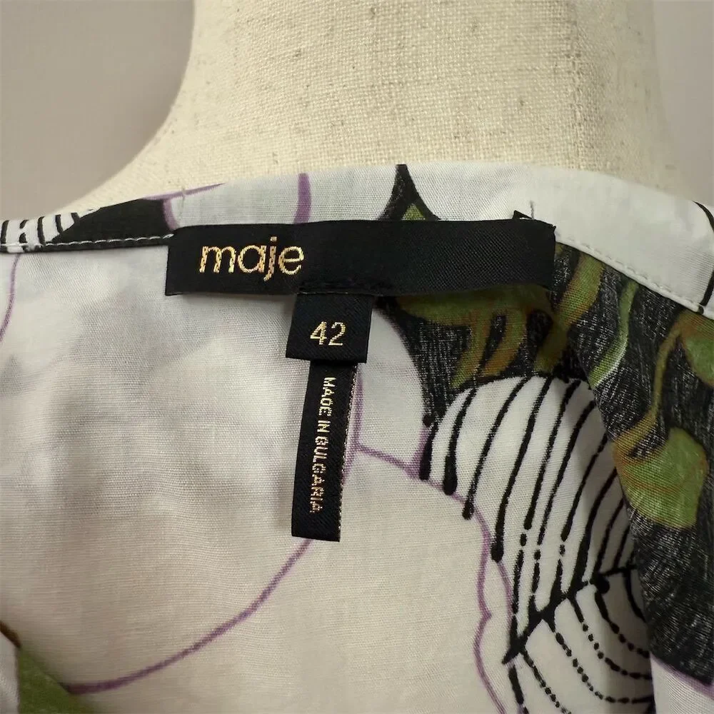 Maje Rafleur Floral Print Mini Dress Size 42 Multicolor Short Sleeve